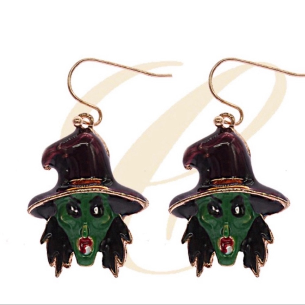 🎃 Halloween Witch Gold Earrings NEW - Picture 3 of 3